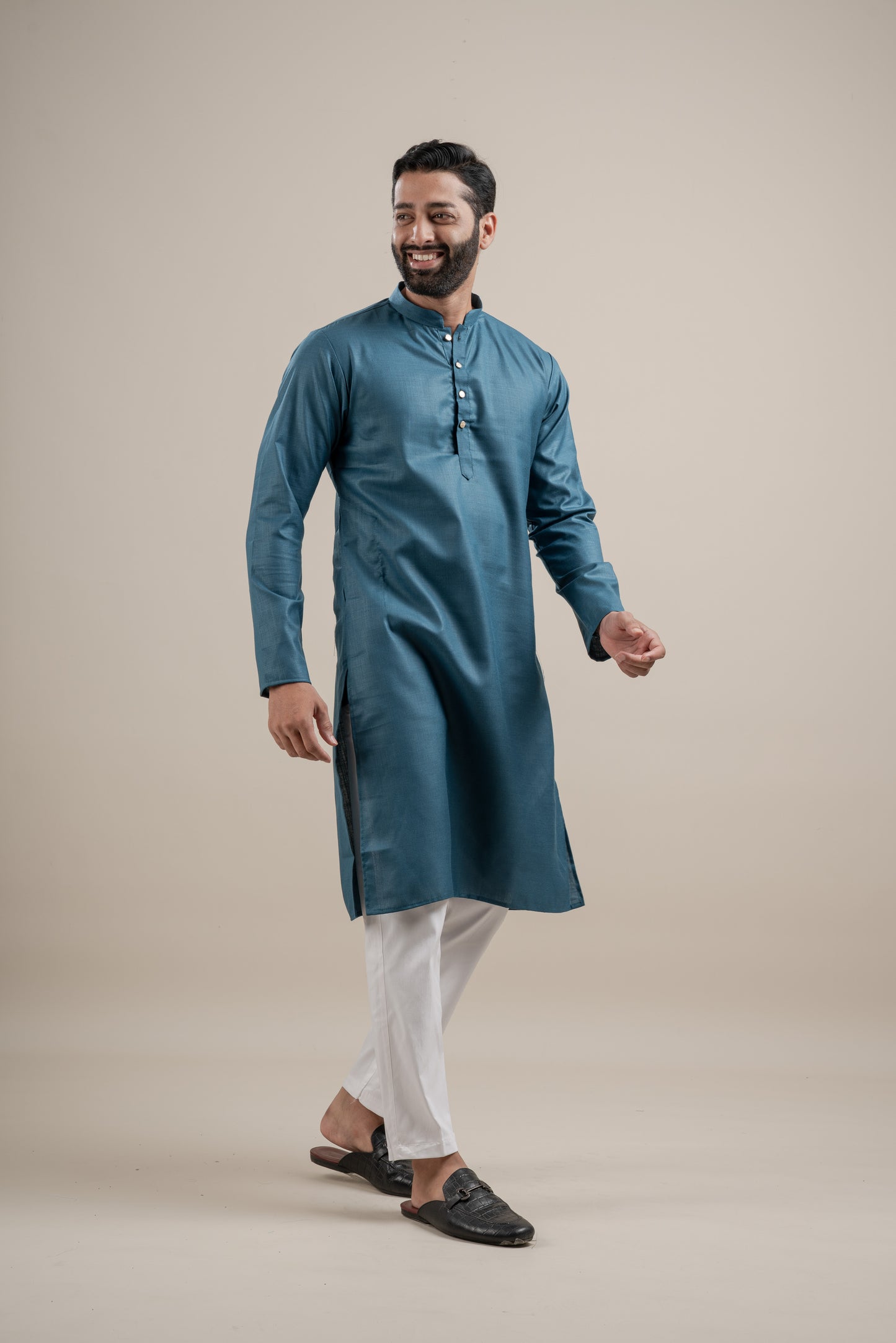 PLAIN DOUBLE MAGIC P BLUE KURTA