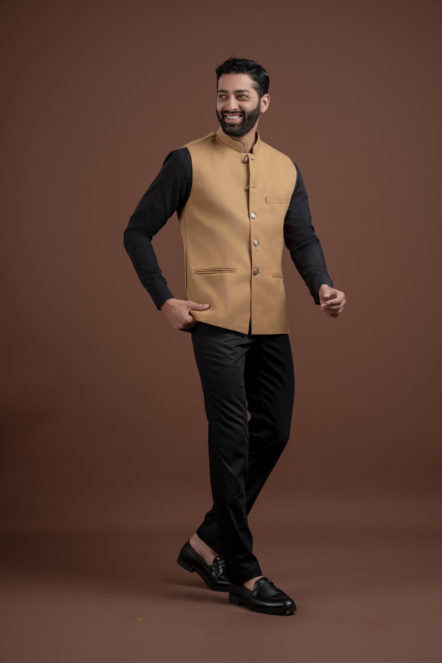 PLAIN BROWN NEHRU JACKET