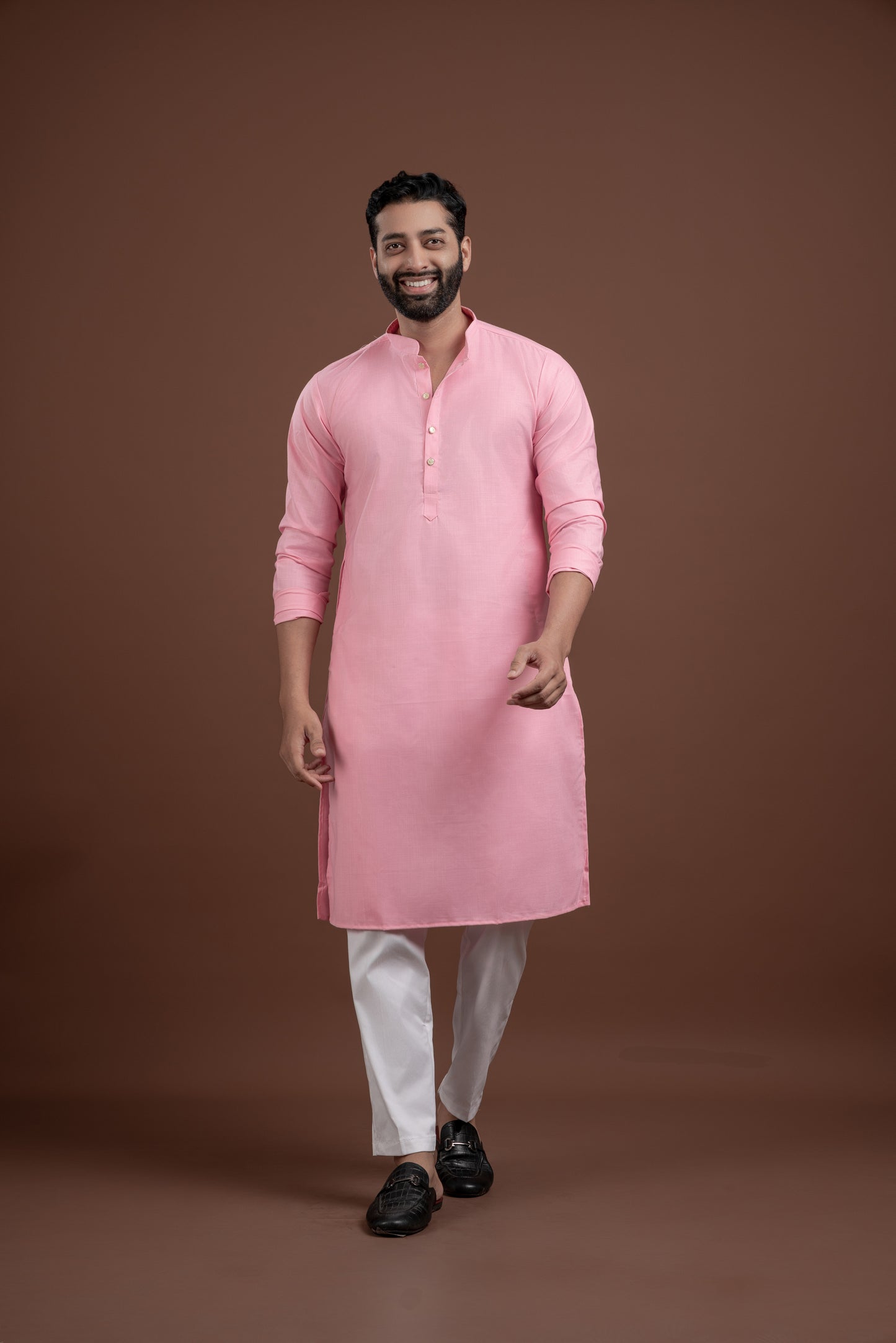 PLAIN DOUBLE MAGIC BABY PINK KURTA