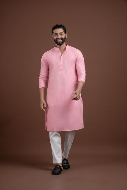 PLAIN DOUBLE MAGIC BABY PINK KURTA