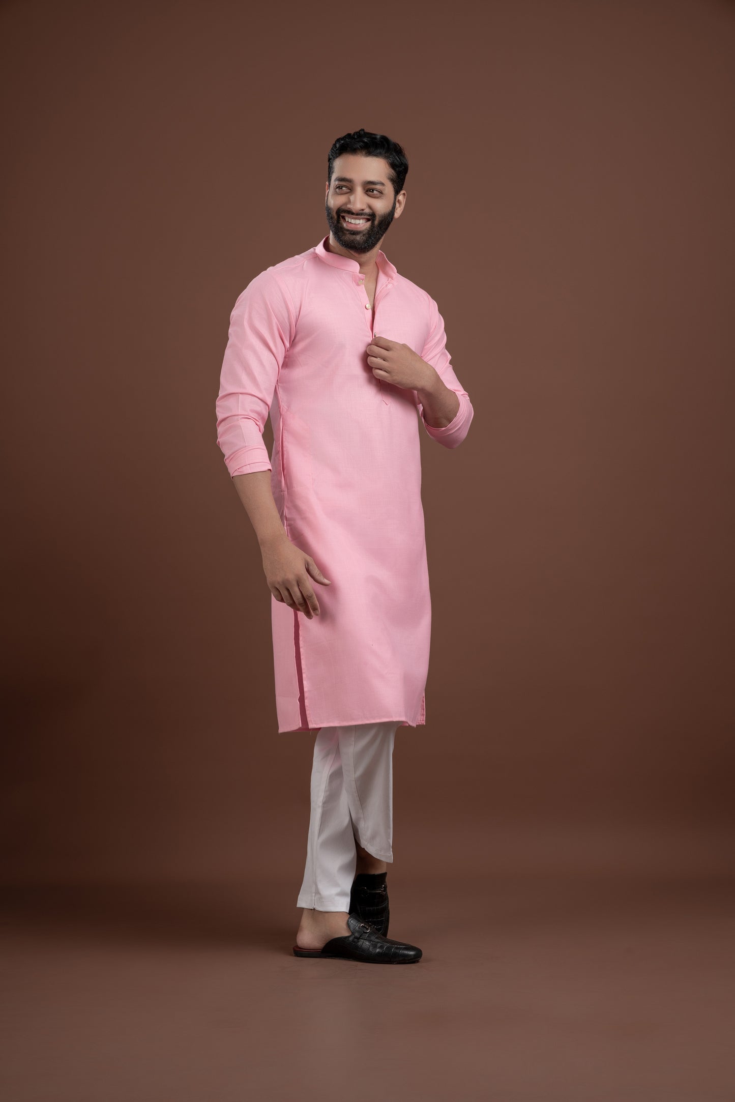 PLAIN DOUBLE MAGIC BABY PINK KURTA