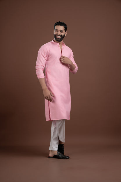 PLAIN DOUBLE MAGIC BABY PINK KURTA
