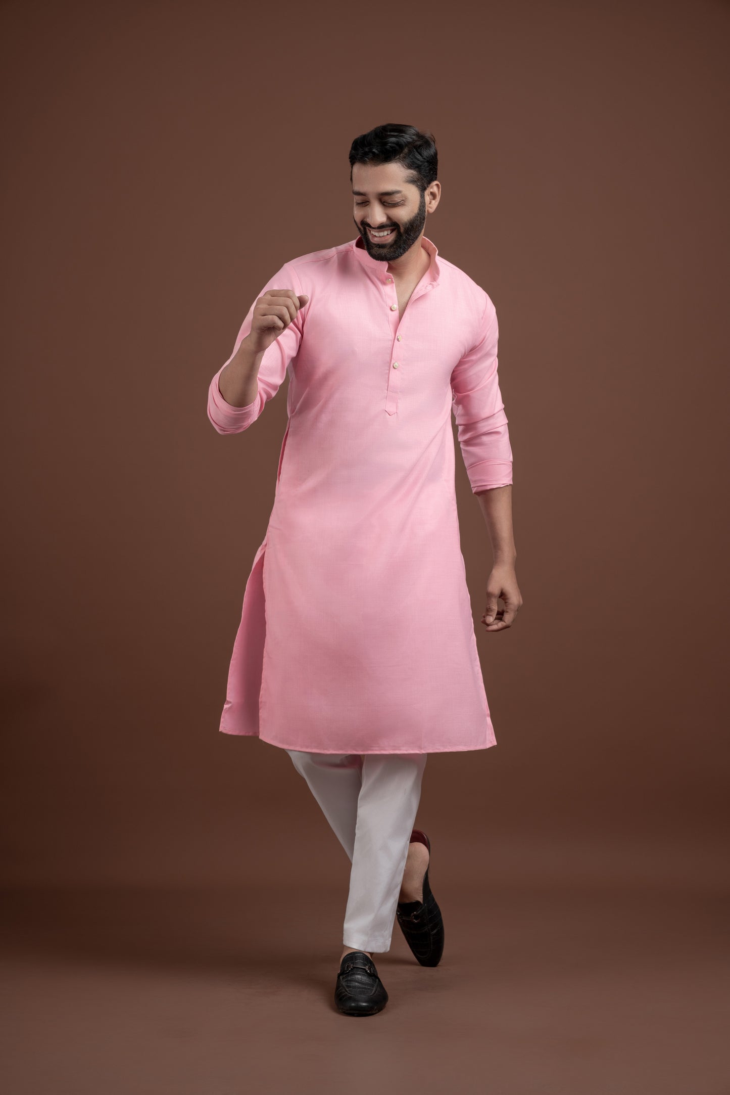 PLAIN DOUBLE MAGIC BABY PINK KURTA