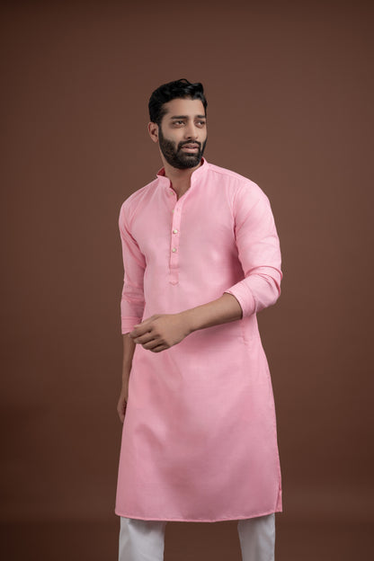 PLAIN DOUBLE MAGIC BABY PINK KURTA