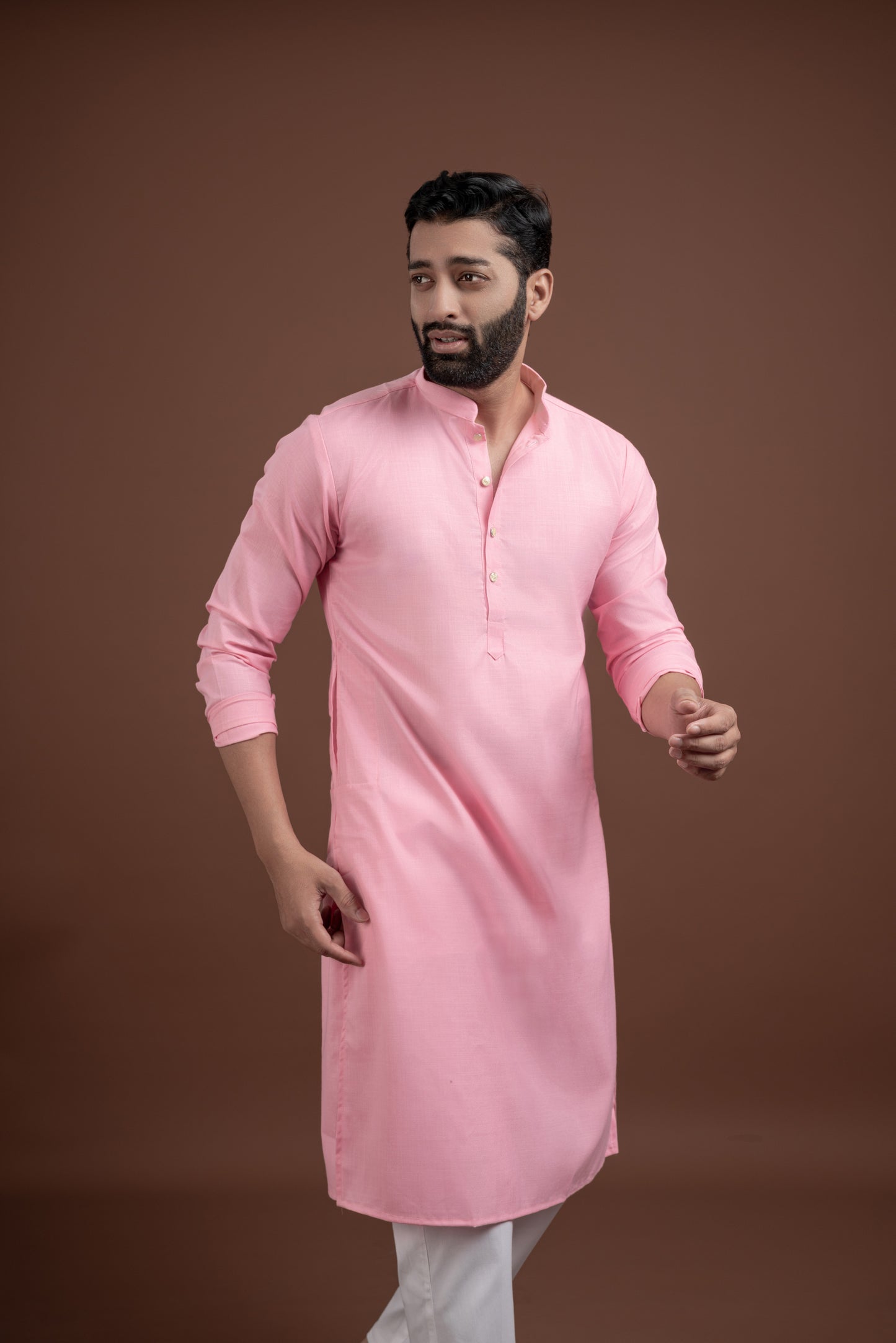 PLAIN DOUBLE MAGIC BABY PINK KURTA