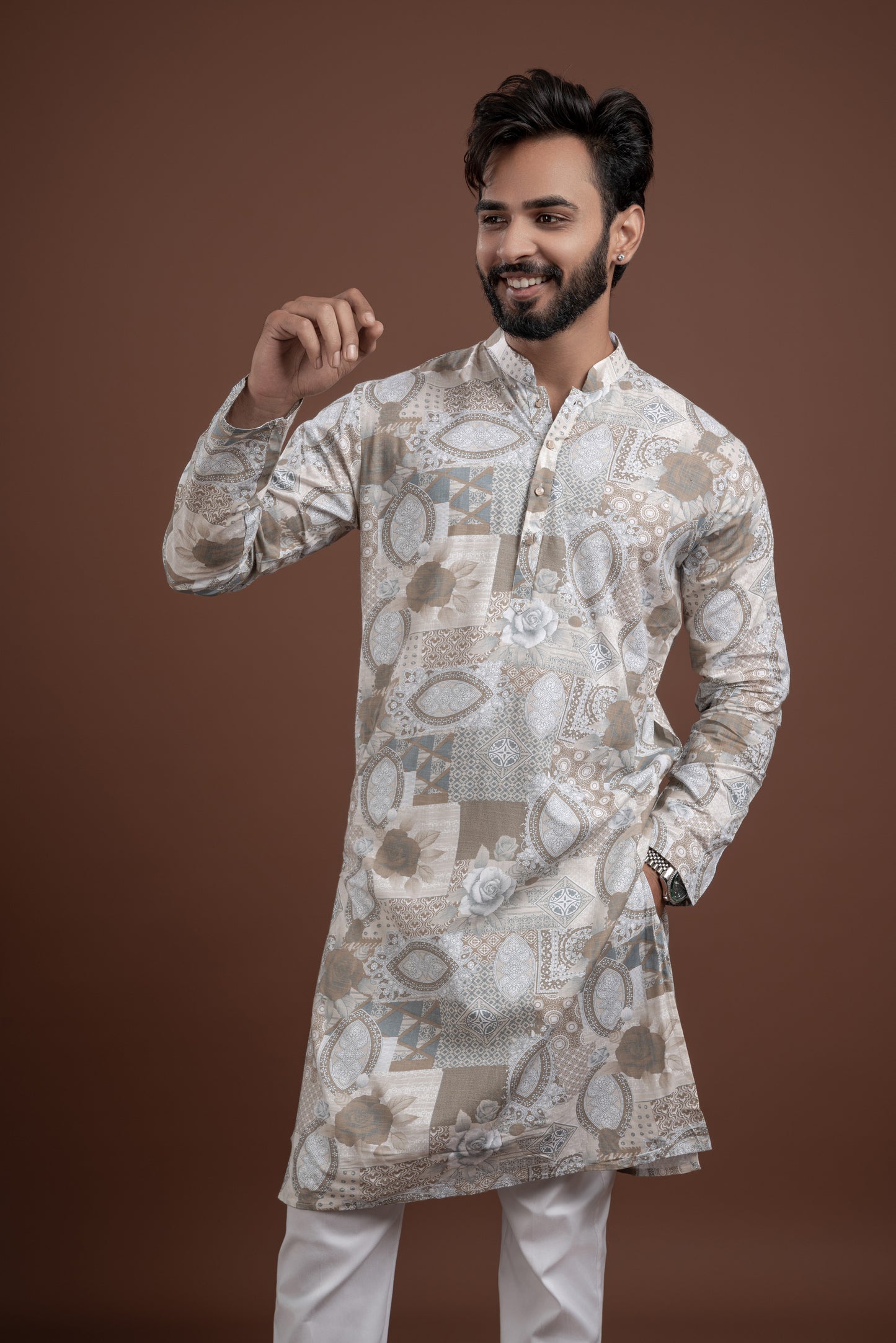 LINEN PRINTED KURTA