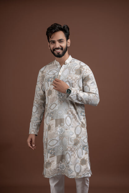 LINEN PRINTED KURTA