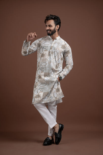 LINEN PRINTED KURTA
