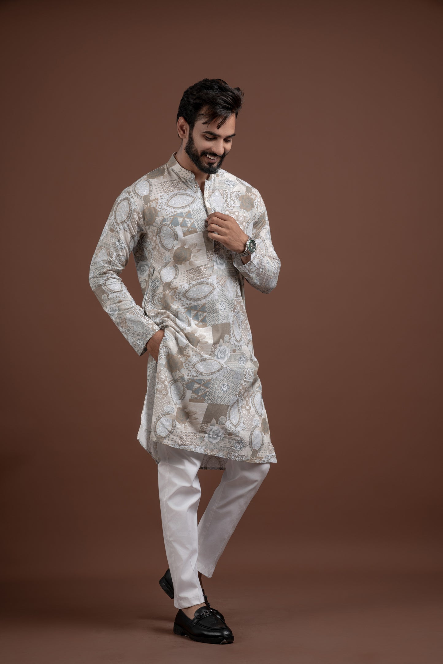 LINEN PRINTED KURTA