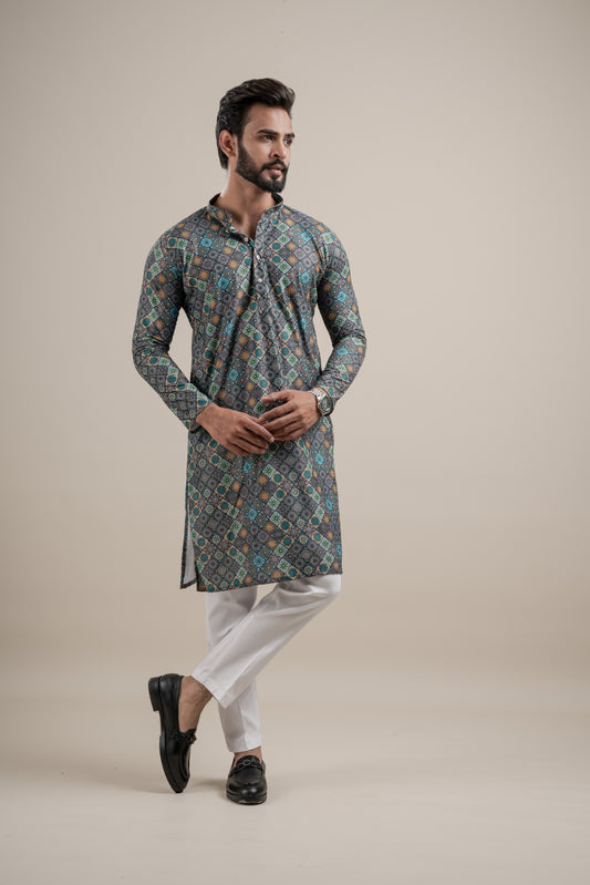PRINTED DIGITAL WAFFEL KURTA