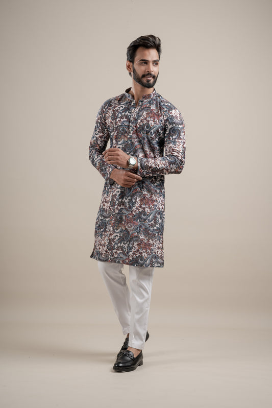 PRINTED DIGITAL WAFFEL KURTA