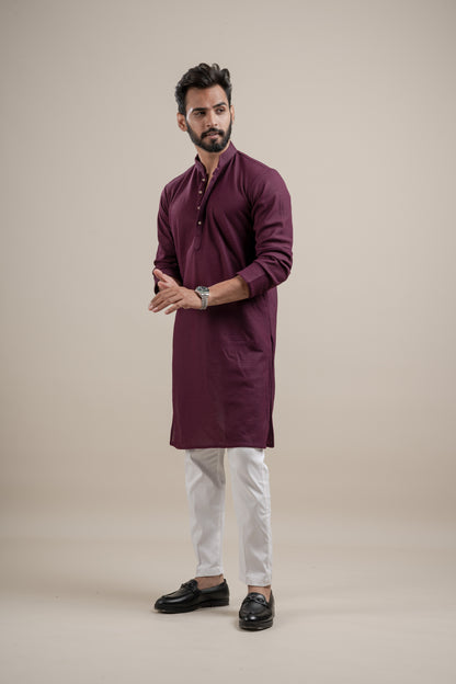 PLAIN ULTRA STRECHY WINE KURTA
