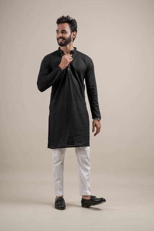 PLAIN ULTRA STRECHY BLACK KURTA