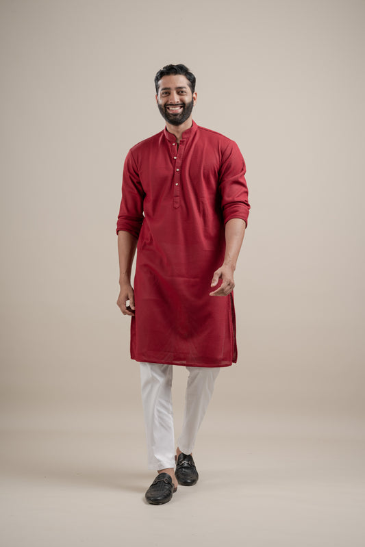 PLAIN ULTRA STRECHY MAROON KURTA
