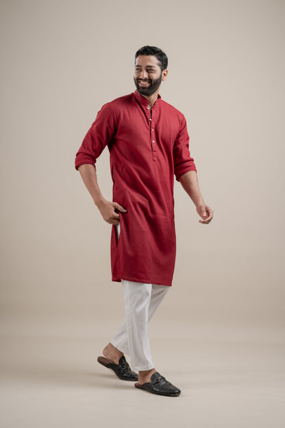 PLAIN ULTRA STRECHY MAROON KURTA