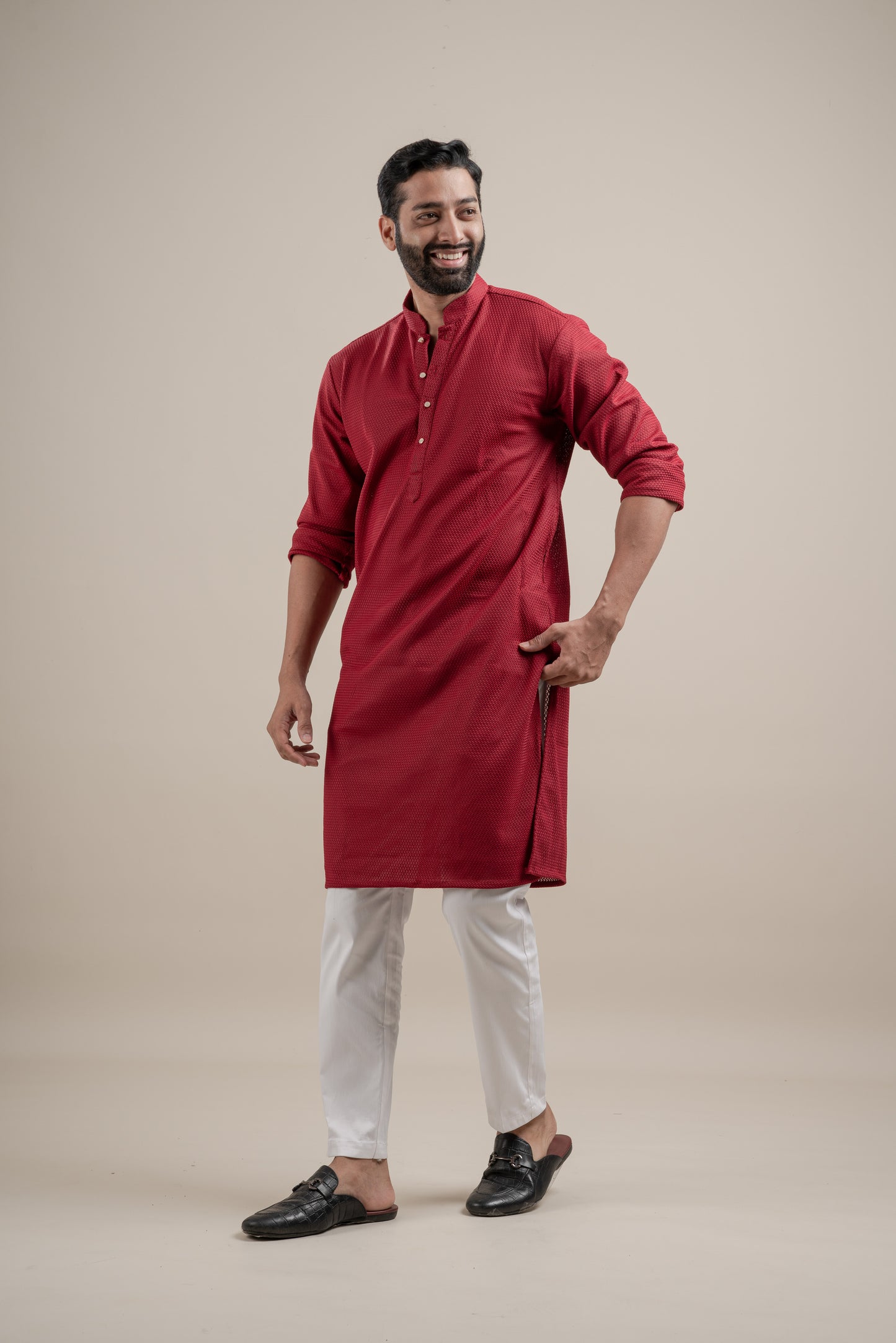PLAIN ULTRA STRECHY MAROON KURTA