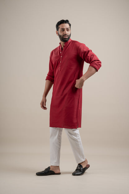 PLAIN ULTRA STRECHY MAROON KURTA