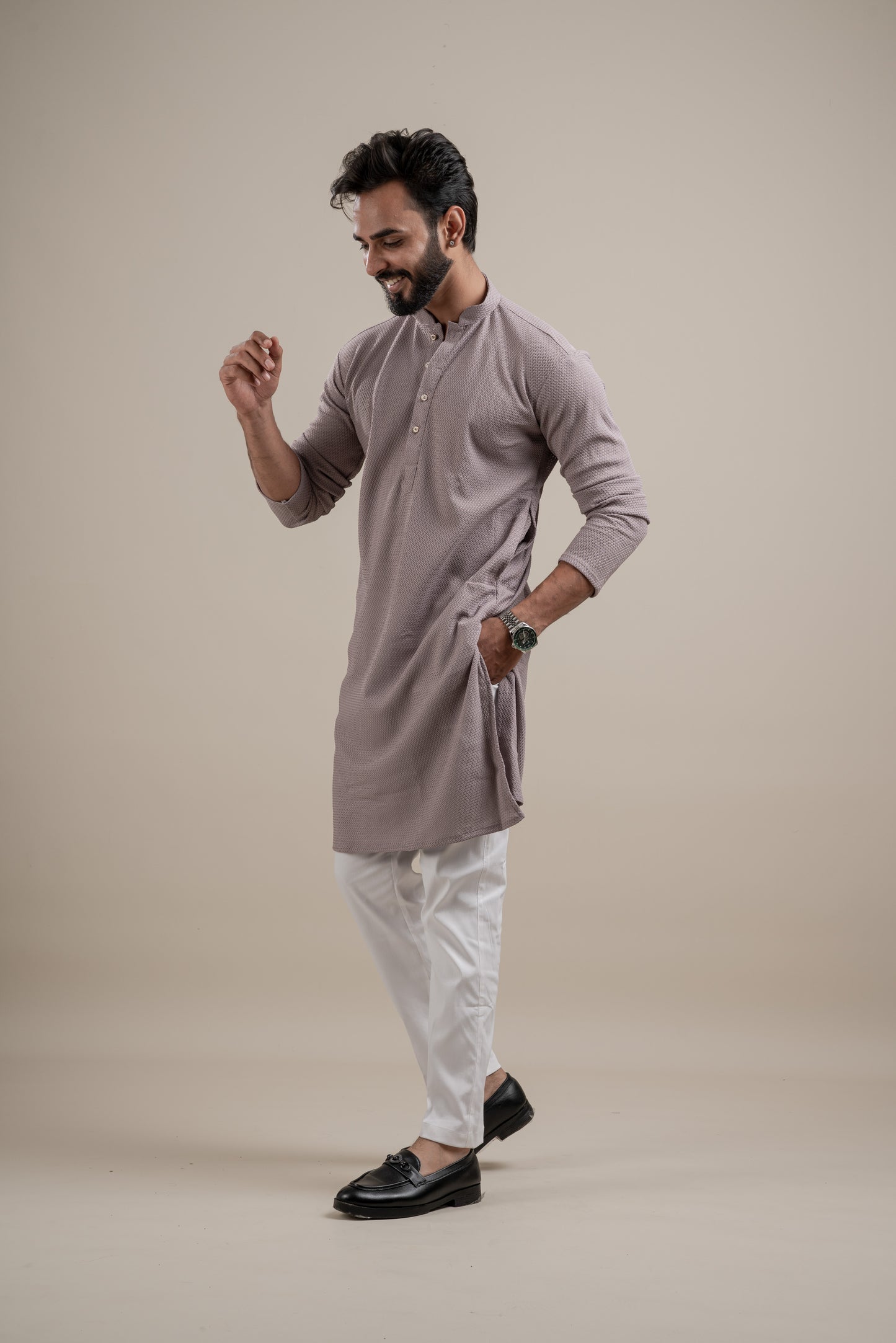 PLAIN ULTRA STRECHY LAVENDER KURTA