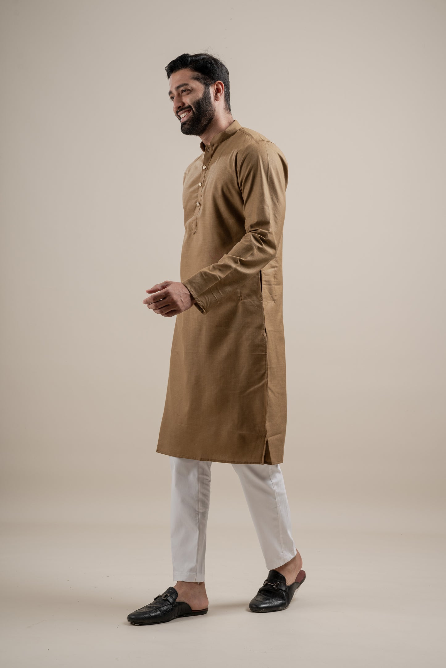 PLAIN DOUBLE MAGIC BROWN KURTA
