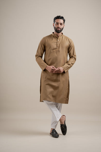 PLAIN DOUBLE MAGIC BROWN KURTA