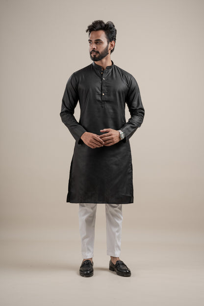 PLAIN DOUBLE MAGIC BLACK KURTA