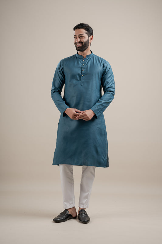 PLAIN DOUBLE MAGIC P BLUE KURTA