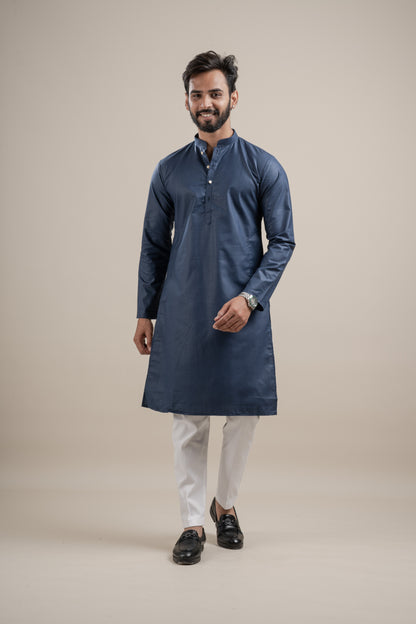 PLAIN DOUBLE MAGIC NAVY BLUE KURTA
