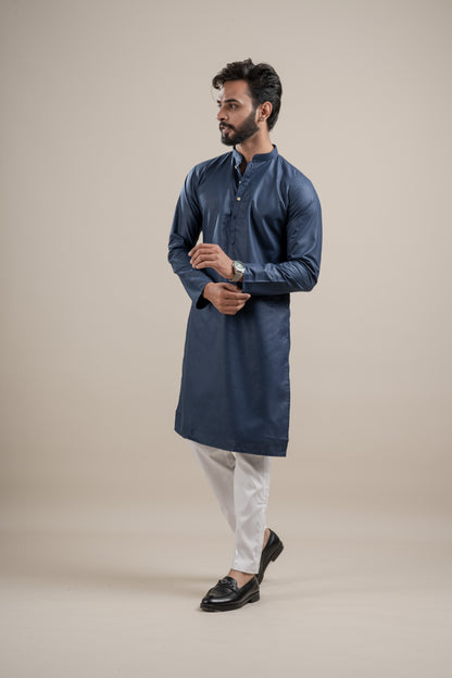PLAIN DOUBLE MAGIC NAVY BLUE KURTA