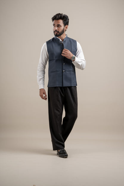 PLAIN DARK GREY NEHRU JACKET