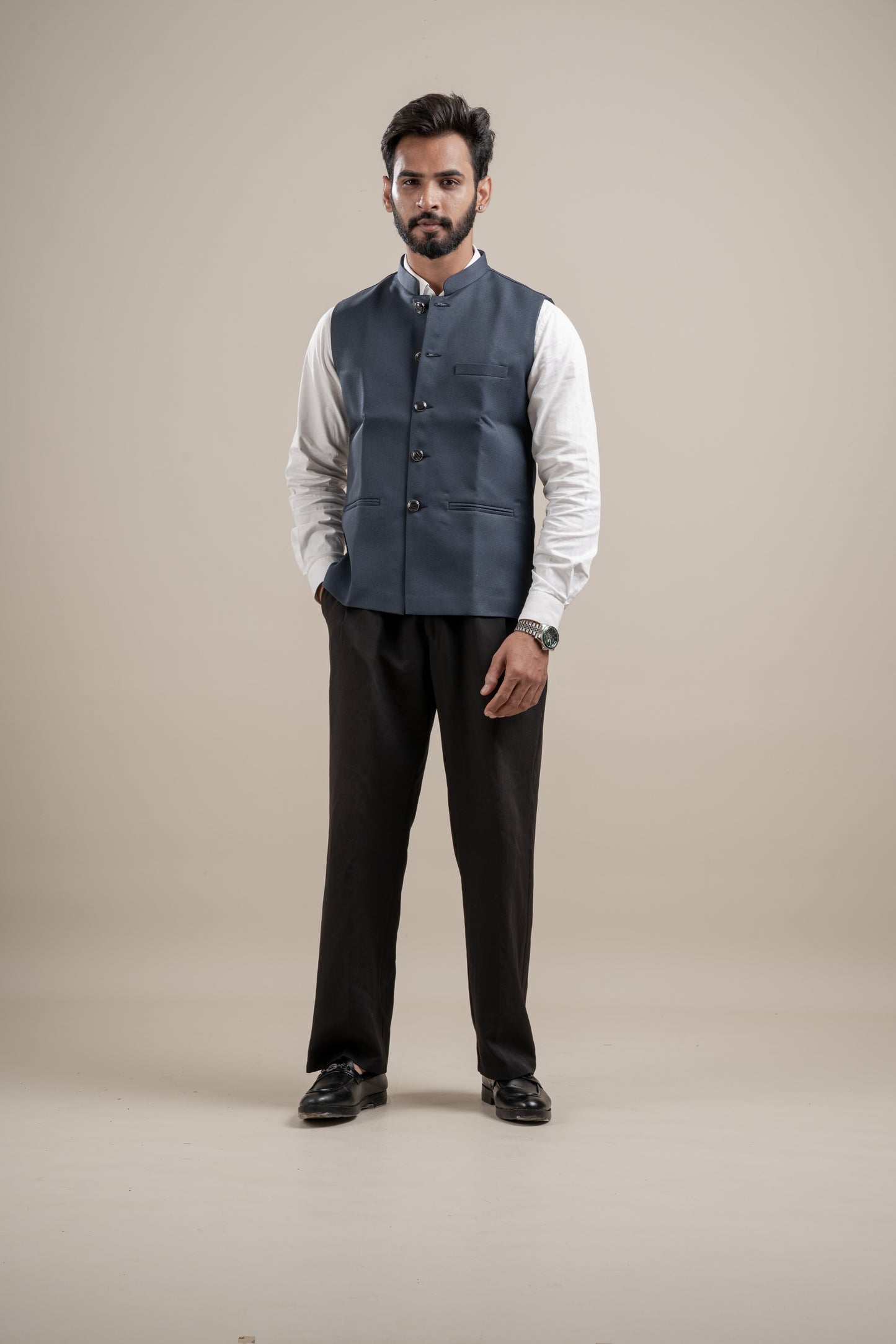 PLAIN DARK GREY NEHRU JACKET