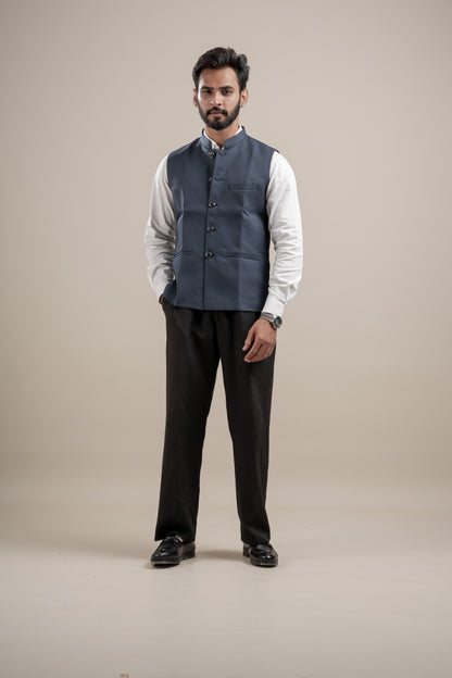 PLAIN DARK GREY NEHRU JACKET
