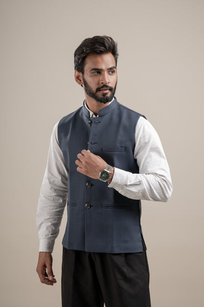 PLAIN DARK GREY NEHRU JACKET
