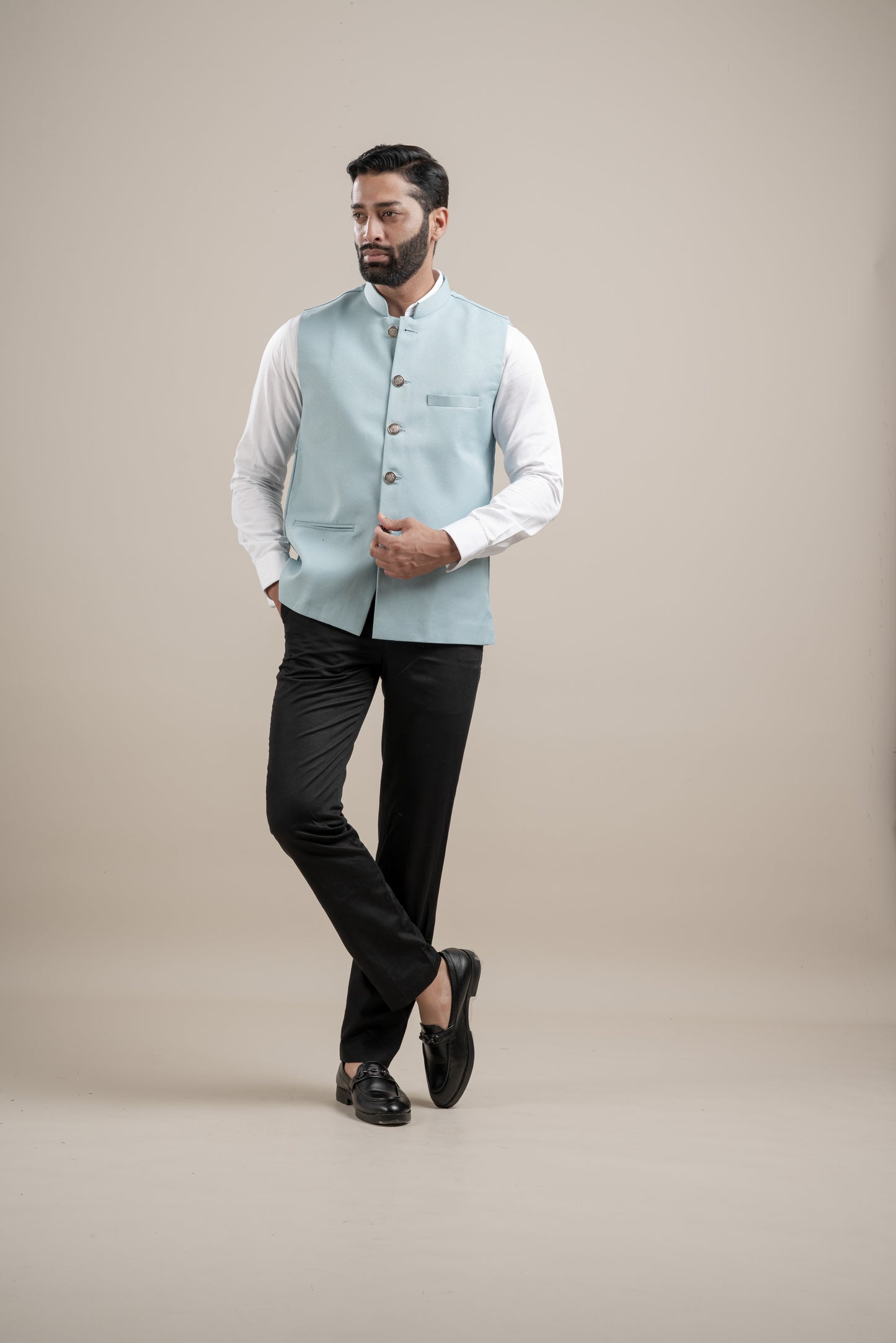 PLAIN SKY BLUE NEHRU JACKET