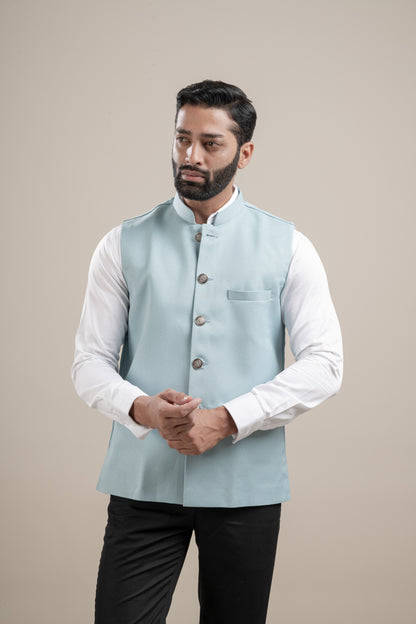 PLAIN SKY BLUE NEHRU JACKET