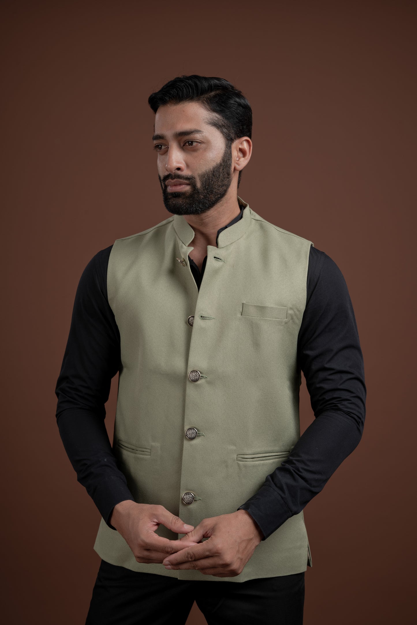 PLAIN DARK PISTA NEHRU JACKET