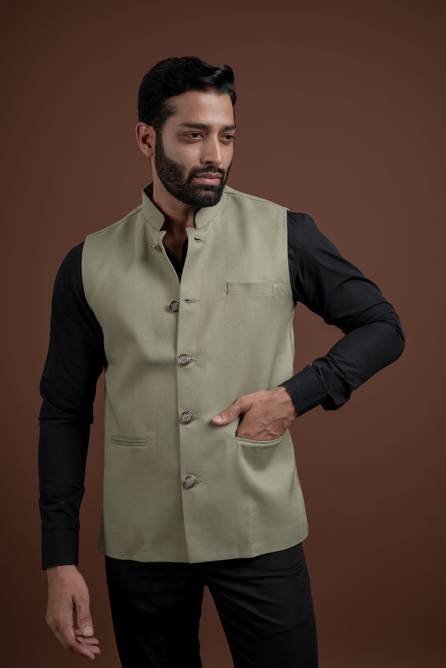 PLAIN DARK PISTA NEHRU JACKET