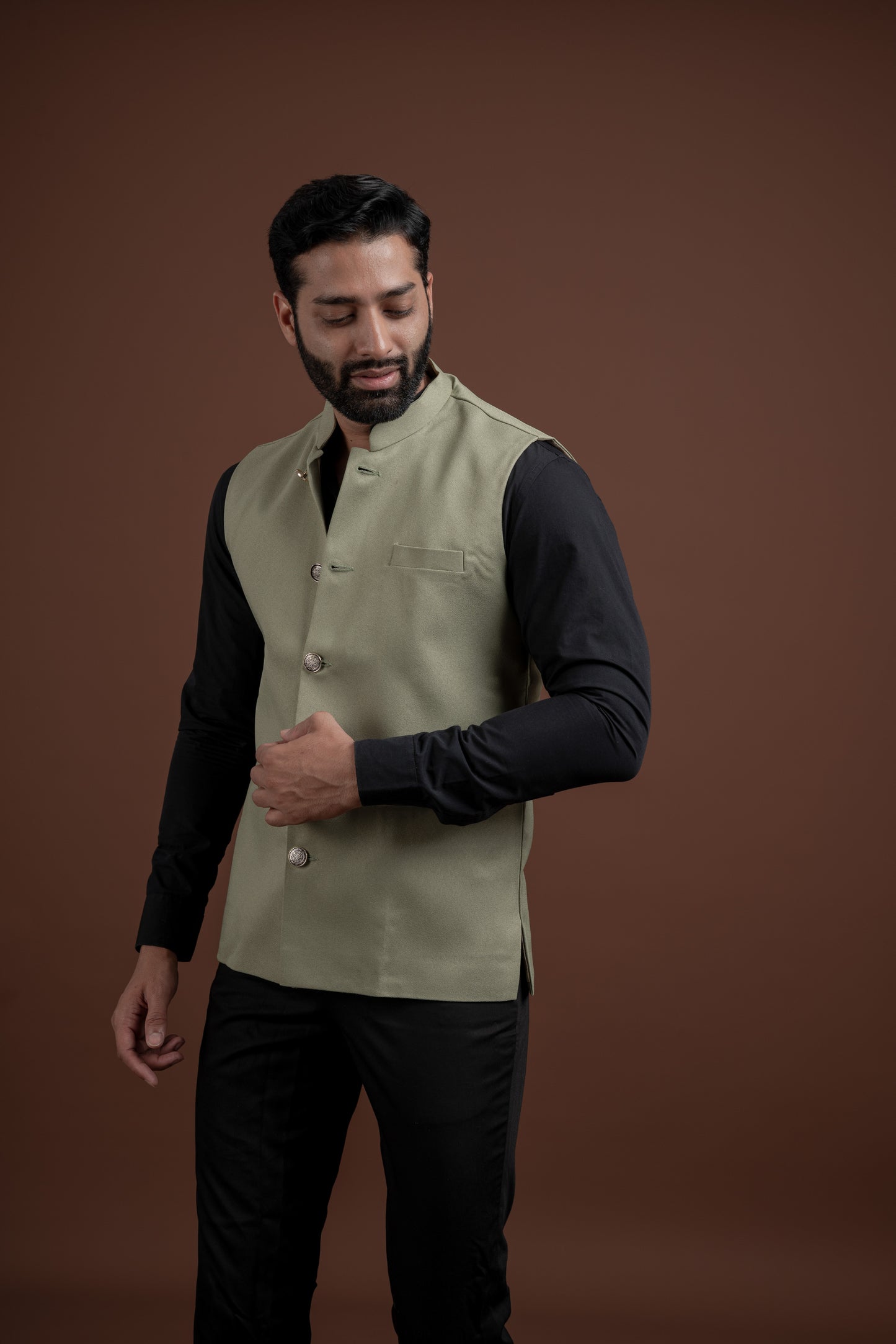 PLAIN DARK PISTA NEHRU JACKET