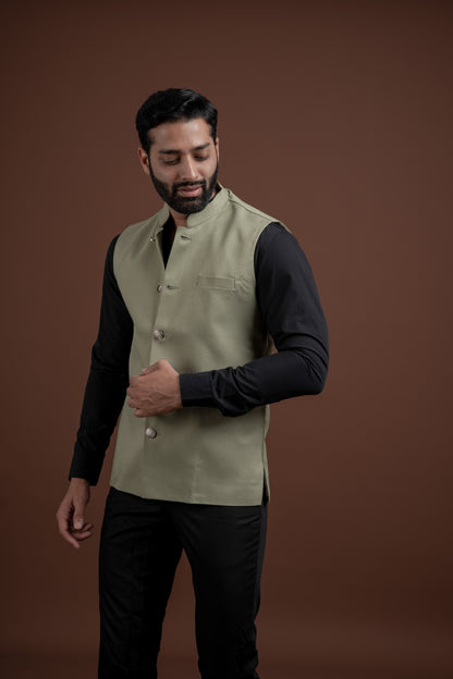 PLAIN DARK PISTA NEHRU JACKET